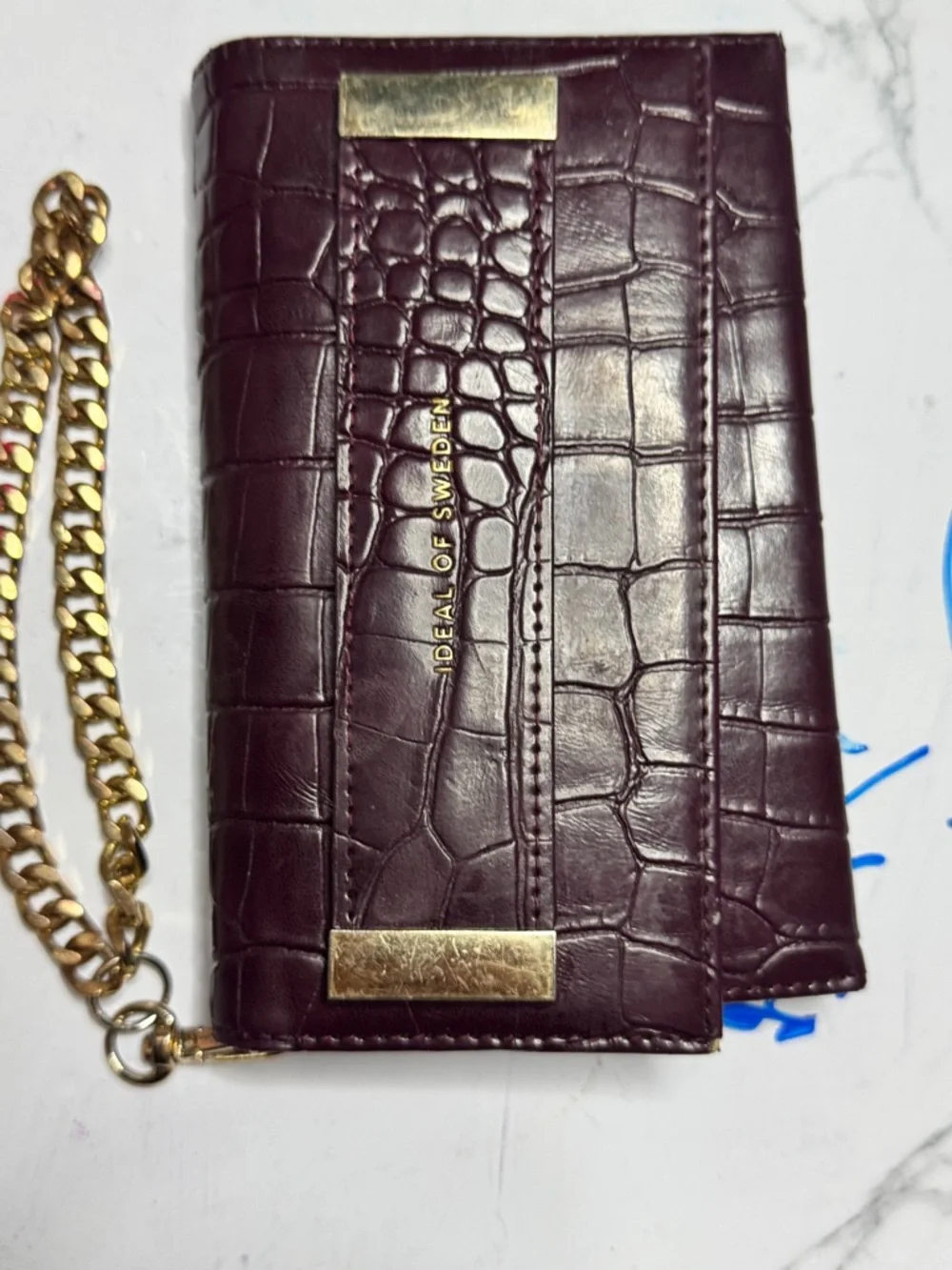 Blush Pink Croc-Texture Phone Case with Card Slot